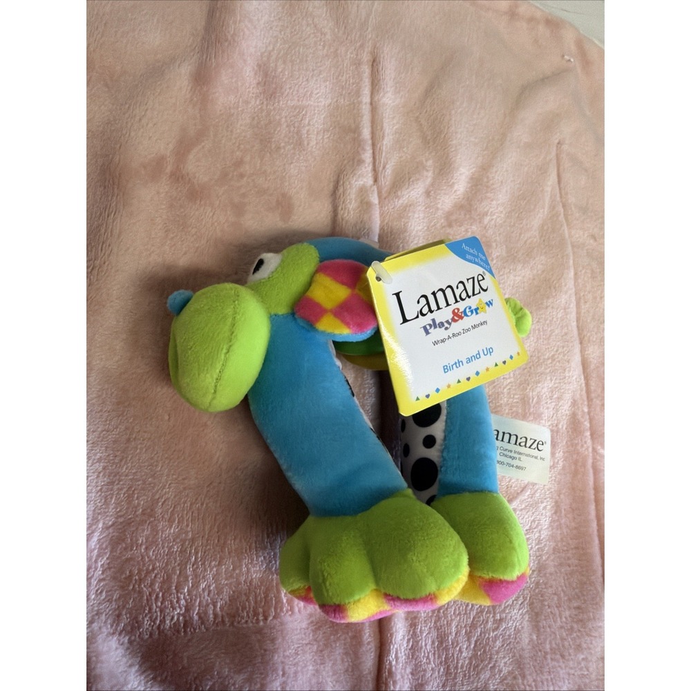 Vintage Rare HTF Lamaze Monkey Wrap Around Plush Rattle Toy Baby